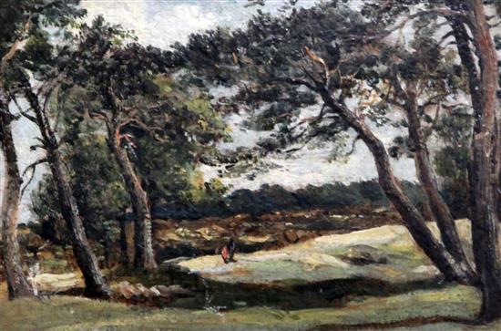 Frederick William Watts (1800-1862) Landscape with pine trees, 5 x 7in.